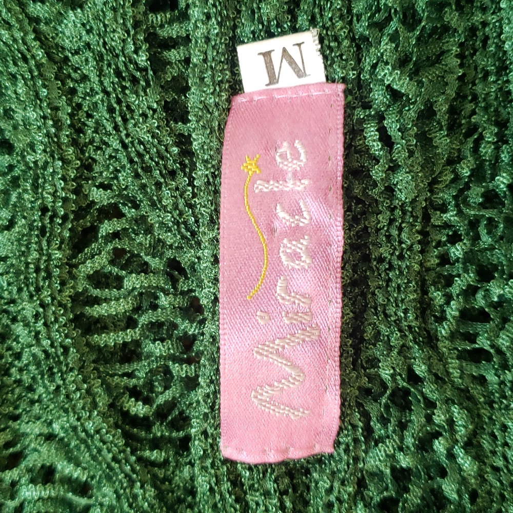 Vintage 90s Y2K Crochet Knit Sweater | Peekaboo Cold Shoulder Boatneck | MEDIUM - Picture 9 of 11